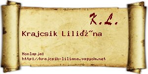 Krajcsik Liliána névjegykártya